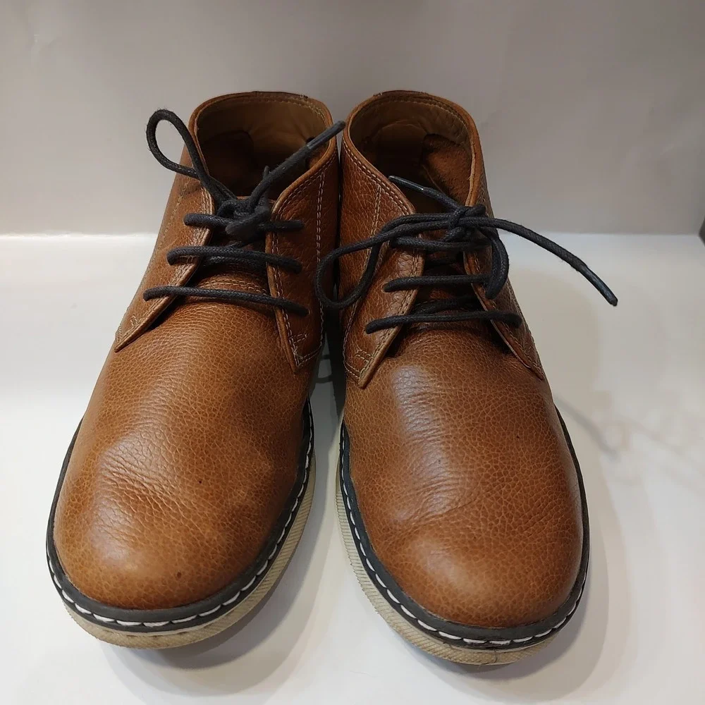 Johnston & Murphy Boots Boys Sz 3 Brown Leather Chukka Casual Lace Up 28-3852